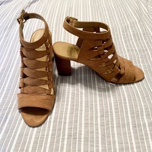Franco Sarto Camel Block Heel Sandals